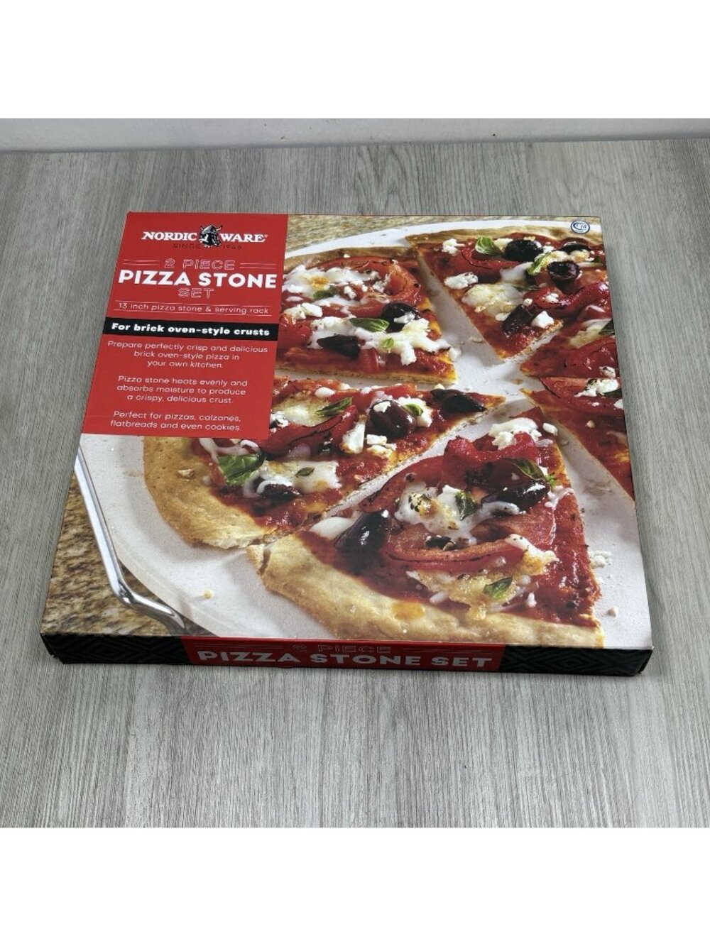 Nordic Ware 2-Piece Pizza Bakeware Set with 13" Ceramic Pizza Stone